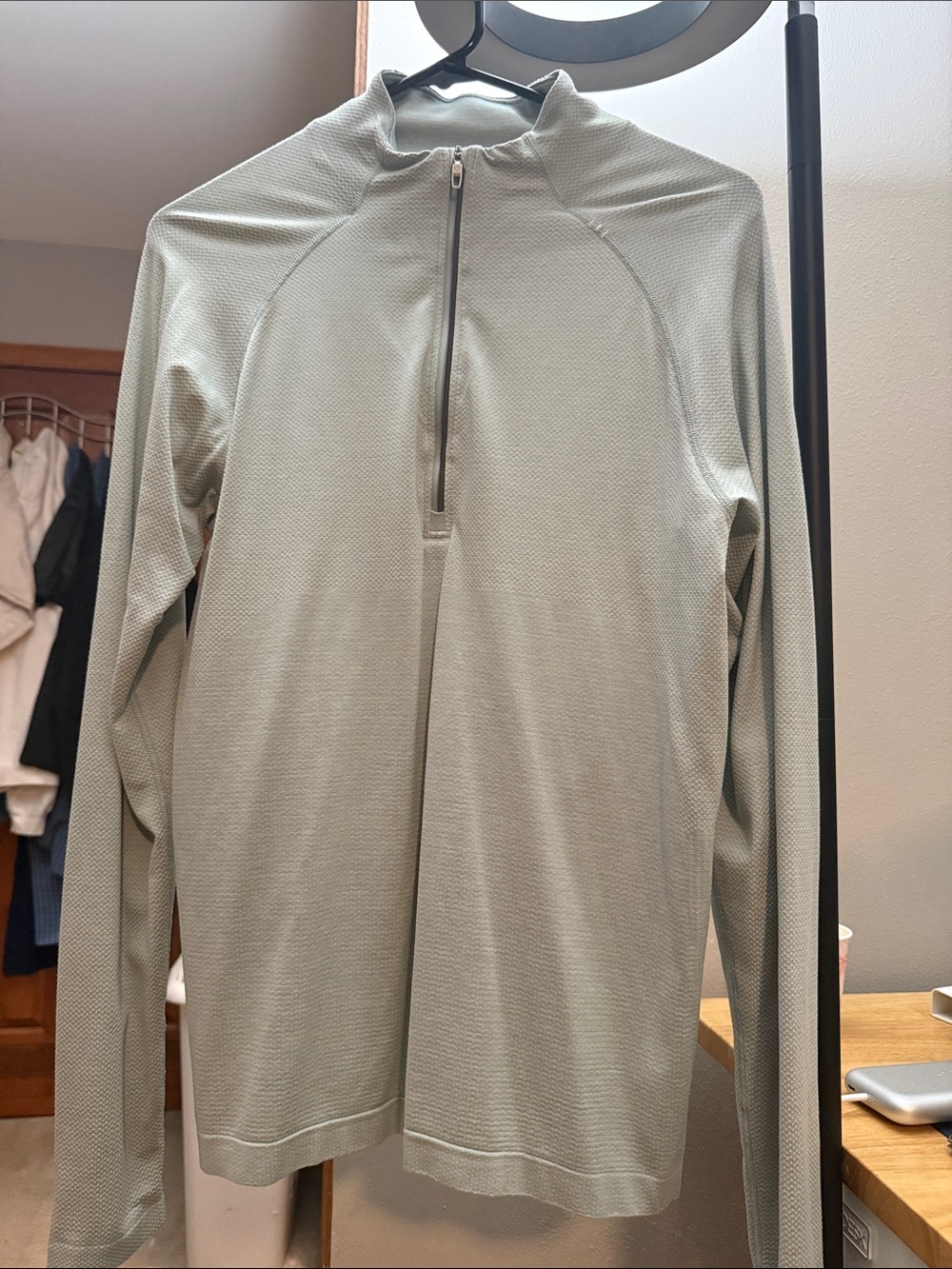 lululemon athletica Light Sage Green Half-Zip Long Sleeve Shirt